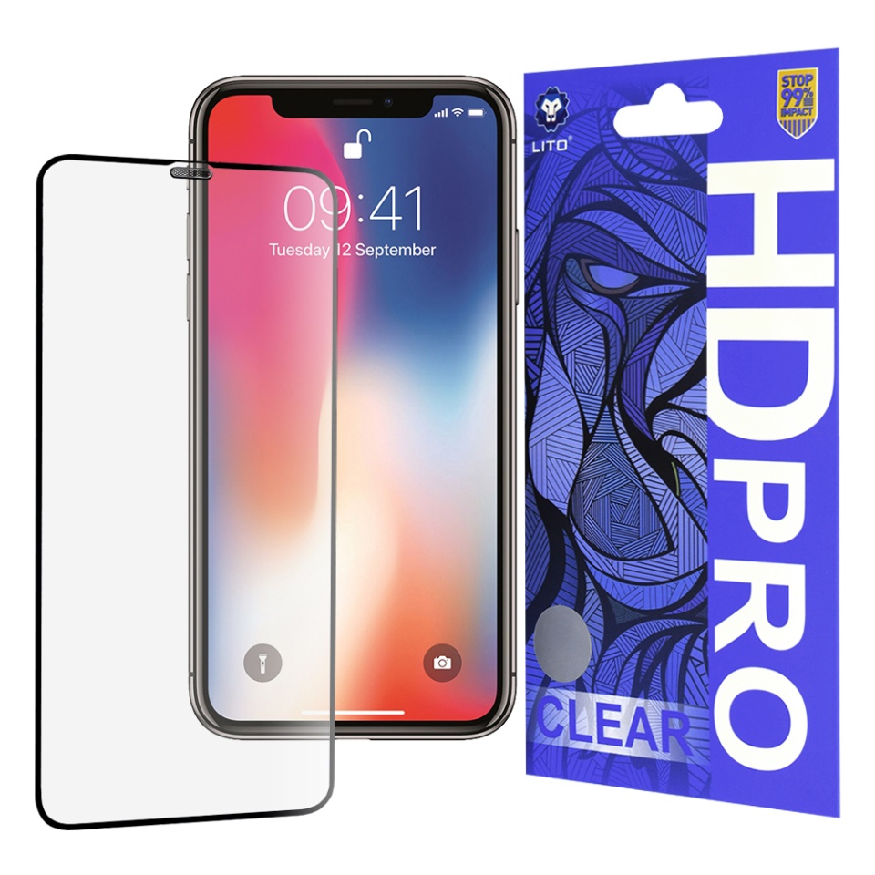 Folie de Sticla iPhone 11 Pro / X, iPhone 10 / XS, Sticla securizata, Lito, HD Pro Clear, Negru