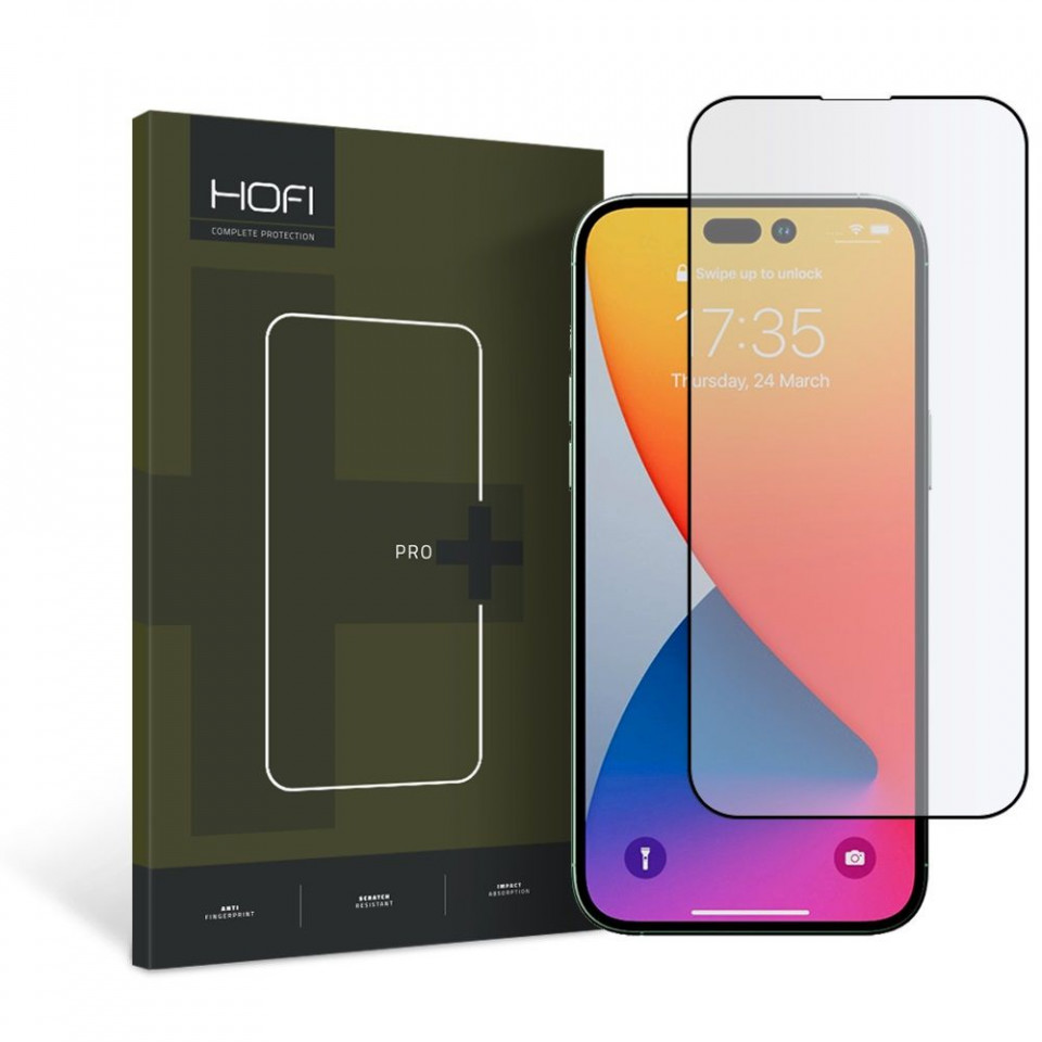 Folie iPhone 14 Pro, HOFI Full Cover Pro - Negru - 2 | YEO