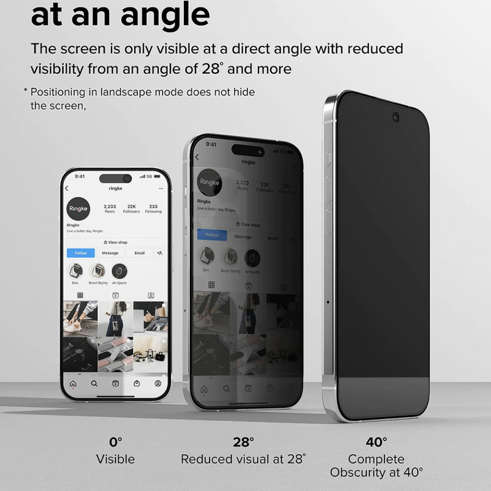 Folie iPhone 15 Pro din sticla securizata, Ringke Cover - Privacy - 2 | YEO