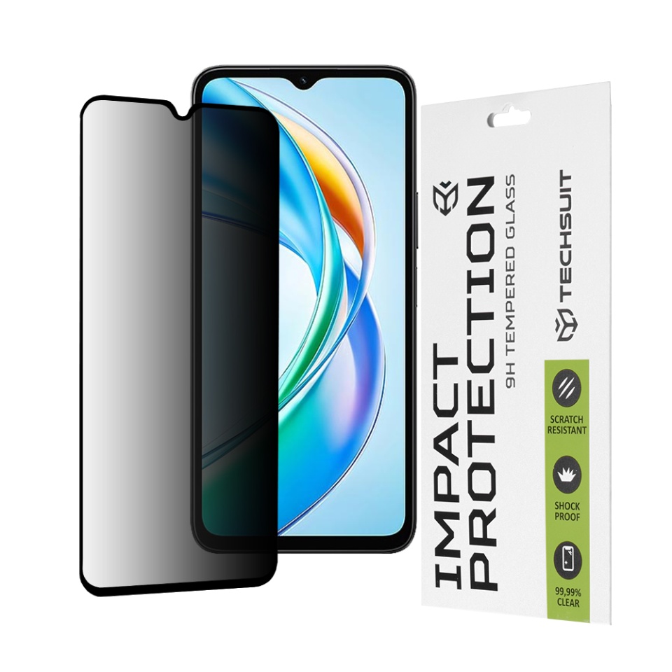 Folie pentru Honor X5b, Anti-spy Ultra HD, Protectie 9H, Montare Simplă, 111D, Privacy, set cu sticker