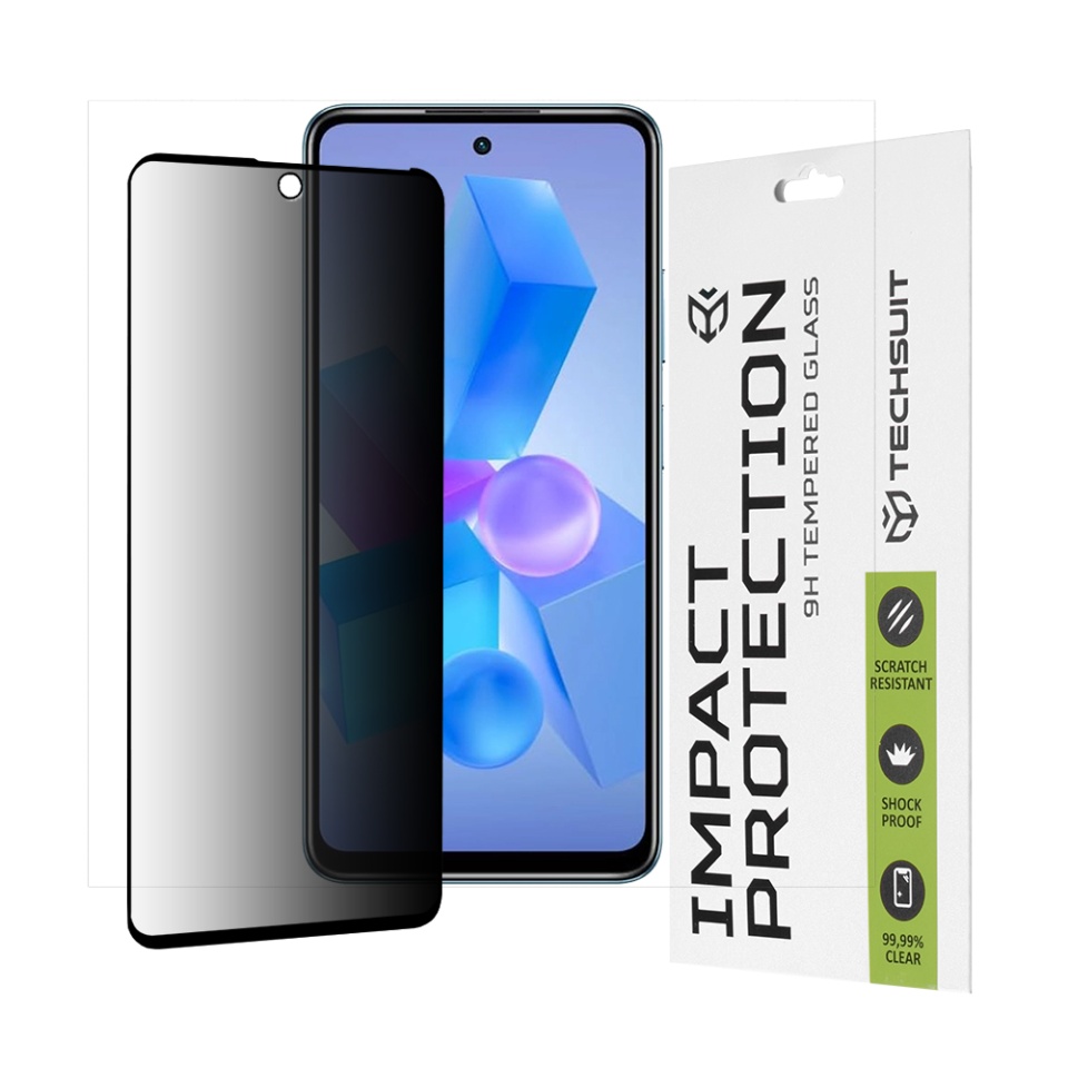 Folie pentru Infinix Hot 40 / Hot 40 Pro / Tecno Spark 20 Pro / Tecno Pova 5 Pro, Anti-spy Ultra HD, Protectie 9H, Montare Simplă, 111D, Privacy, set cu sticker