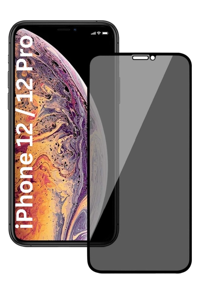 Folie pentru iPhone 12 / 12 Pro, Anti-spy Ultra HD, Protectie 9H, Montare Simplă, 111D, Privacy, set cu sticker