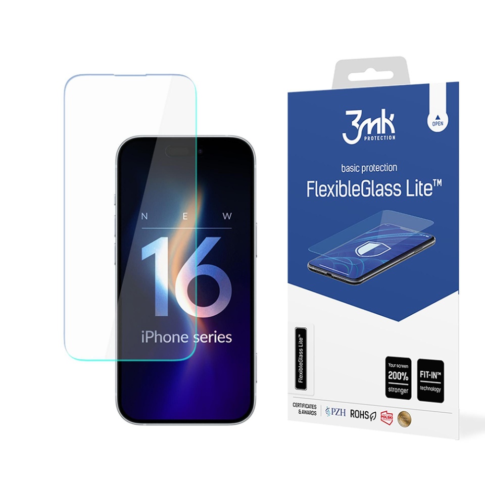 Folie pentru iPhone 16 din silicon, 3mk FlexibleGlass, Transparent
