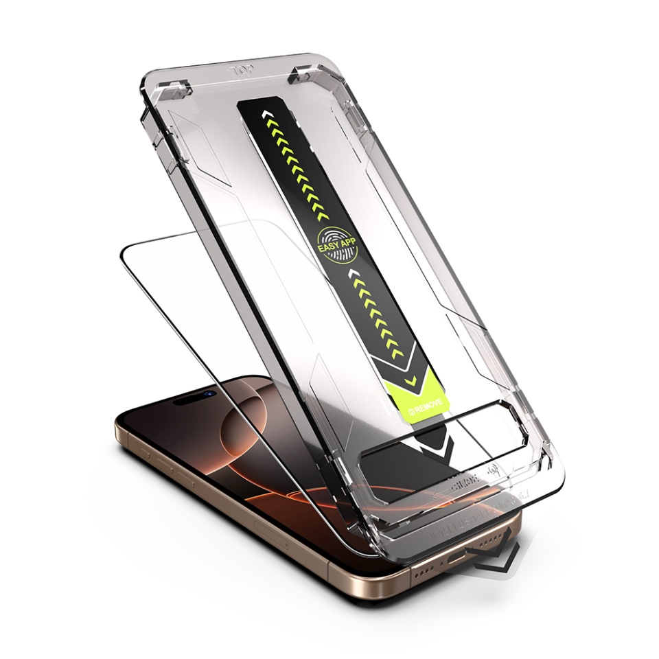 Folie pentru iPhone 16 Pro / 17, SKYDDAR INNOVATION, Sticla Securizata, Ultra HD, TitanGlass, Montare Simplă, set cu sticker, Transparent - 2 | YEO