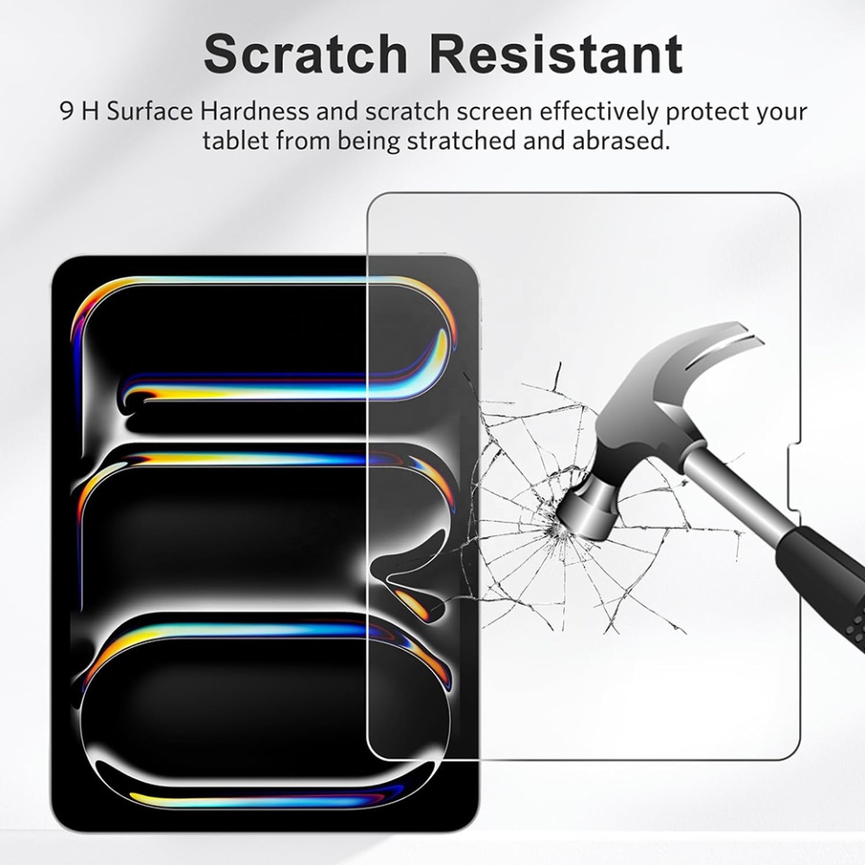 Folie Sticla pentru iPad Pro 13 (2024), Blueo HD, Anti-Soc, Anti-Amprente, Transparent - 3 | YEO