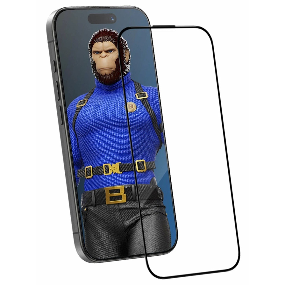 Folie Sticla pentru iPhone 15 / iPhone 16, protectie anti-zgarieturi 3X rezistenta, Blueo, Negru - 2 | YEO