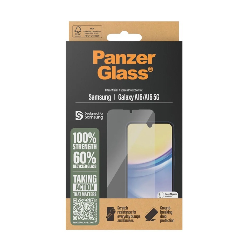 Folie Sticla pentru Samsung Galaxy A16 4G / Galaxy A16 5G, Ultra-Wide Fit w. EasyAligner, PanzerGlass, Anti-Soc si Anti-Bule, Transparent - 3 | YEO