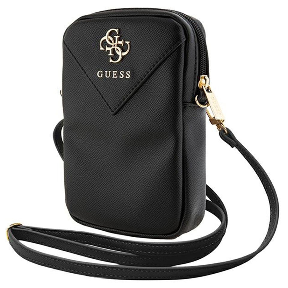 Geanta Guess, Piele Ecologica, Zip Triangle 4G, Negru