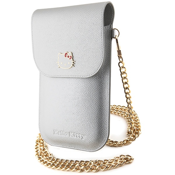 Geanta Hello Kitty, Piele Ecologica, Metal Logo Chain, Argintiu - 2 | YEO