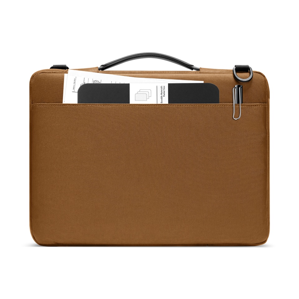 Geantă Laptop pentru Dispozitive de 13 inch, Curea de Umăr și Buzunar Mic Carduri, Tomtoc Defender Briefcase (A42) - Maro - 1 | YEO
