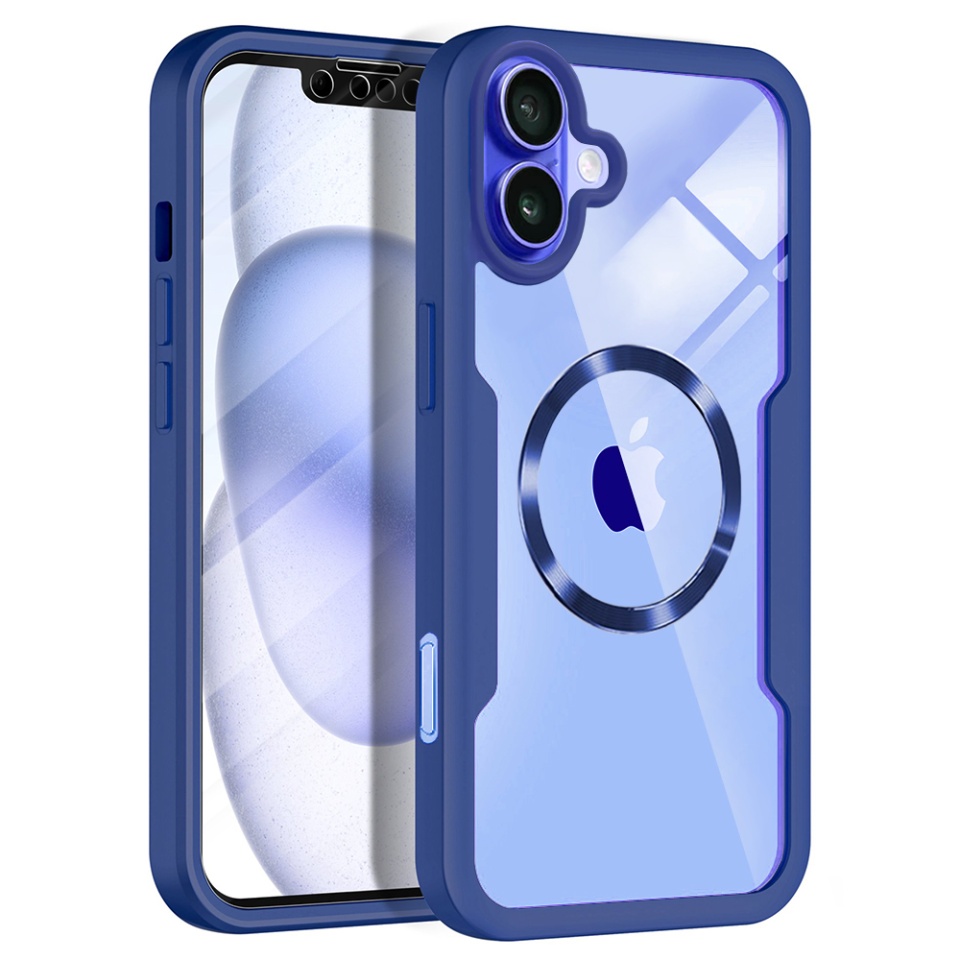 Husa + Folie pentru iPhone 16, SKYDDAR INNOVATION, [Pachet 360°] ColorVerse MagSafe, Albastru, set cu sticker