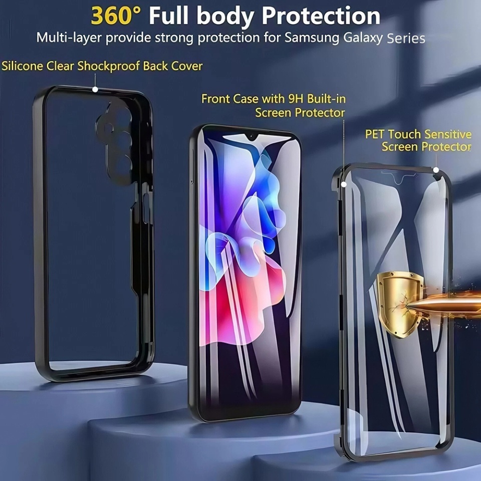 Husa + Folie pentru Samsung Galaxy S25 FE, SKYDDAR INNOVATION, [Pachet 360°] ColorVerse, set cu sticker, Negru - 1 | YEO