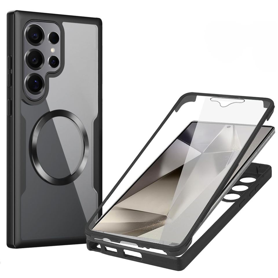 Husa + Folie pentru Samsung Galaxy S25 Ultra, SKYDDAR INNOVATION, [Pachet 360°] ColorVerse MagSafe, set cu sticker, Negru