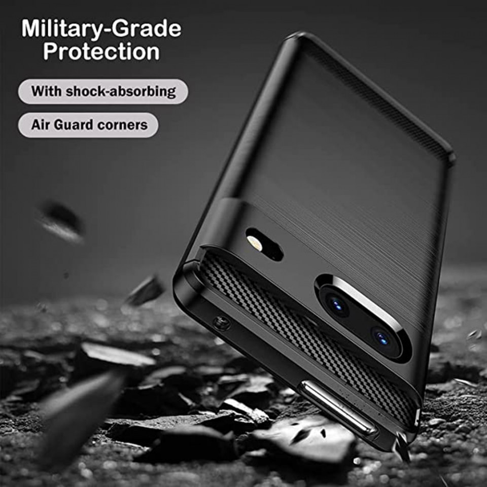 Husa Google Pixel 7 din silicon, Slim, cu textura Fibra Carbon - Negru - 2 | YEO