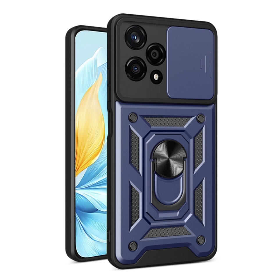 Husa Honor 200 Lite cu inel magnetic si protectie camera Skyddar CamShield - Albastru