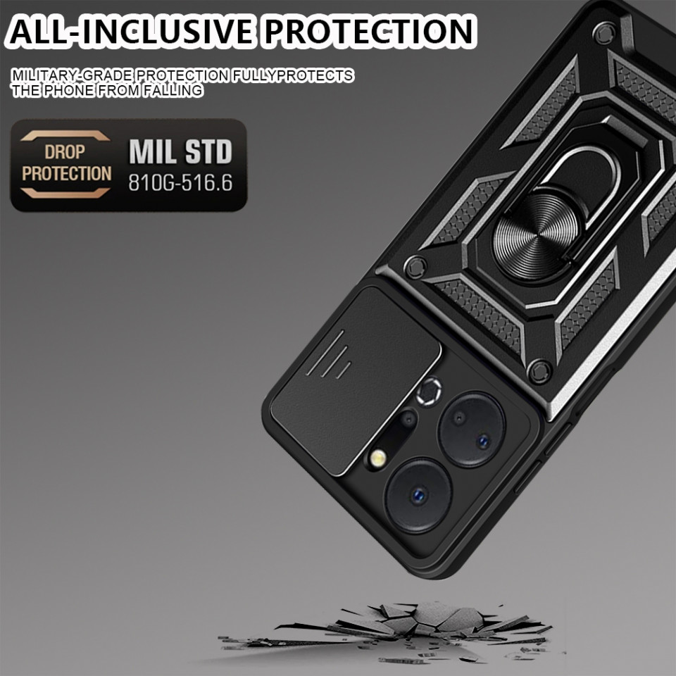 Husa Honor X7a cu inel magnetic, Techsuit CamShield - Negru - 3 | YEO
