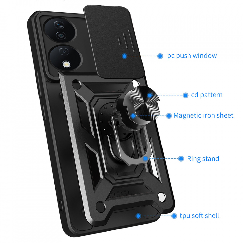 Husa Honor X7b / 90 Smart / X7b 5G cu inel magnetic si protectie camera Skyddar CamShield - Mint - 2 | YEO
