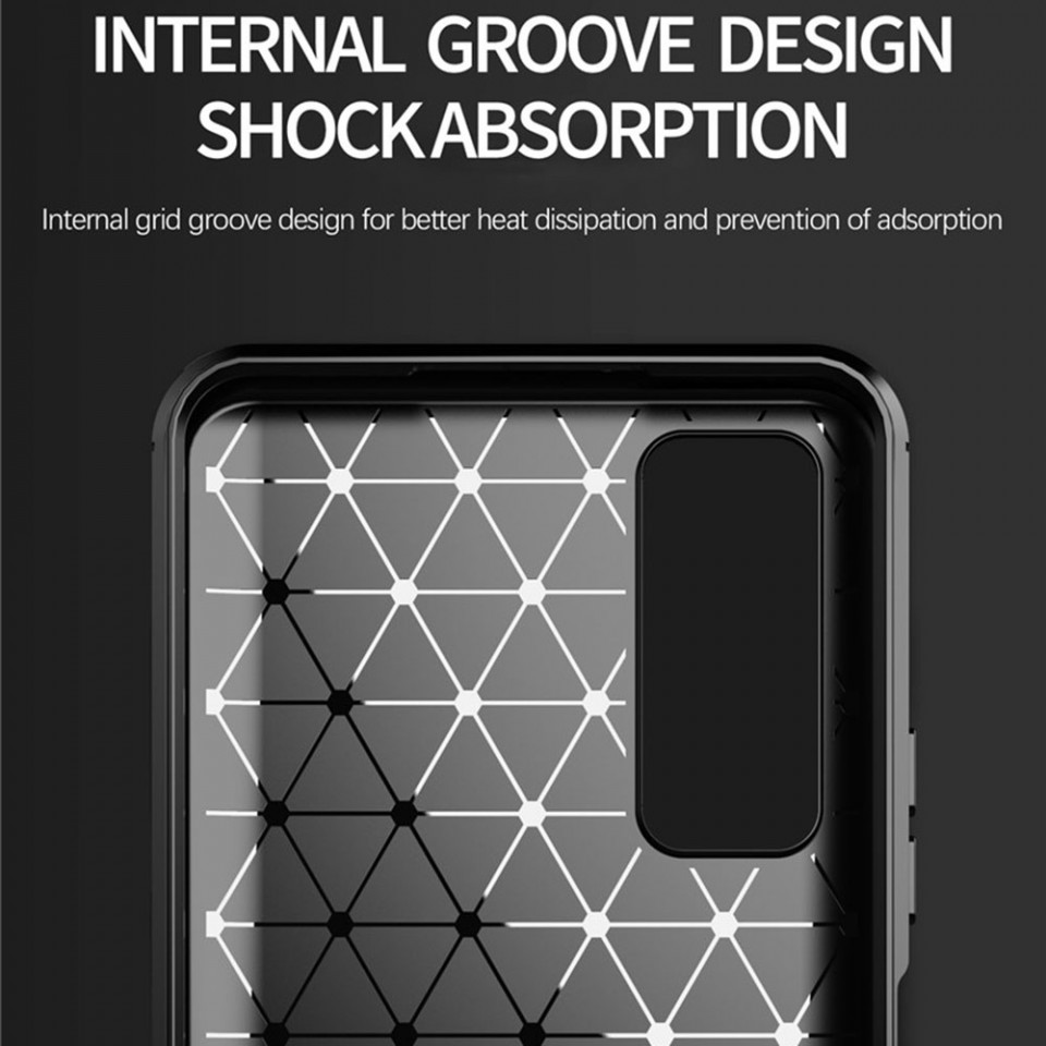 Husa Huawei P Smart 2021 din silicon, Slim, cu textura Fibra Carbon - Negru - 2 | YEO