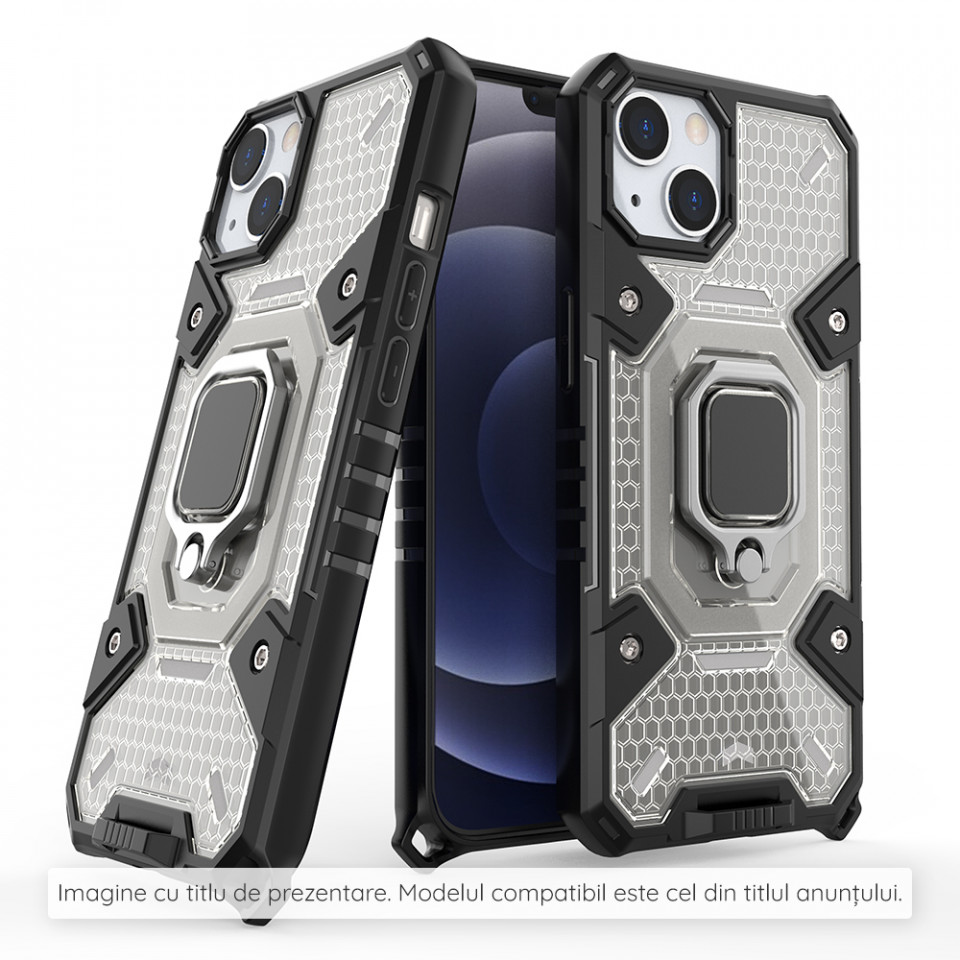 Husa iPhone 11 cu inel, Techsuit Honeycomb - Negru - 1 | YEO