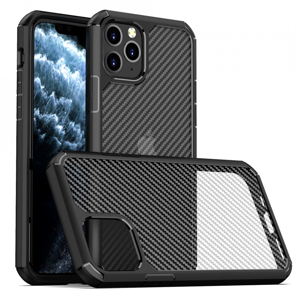 Husa Iphone 11 Pro Max, CarbonFuse, Techsuit - Negru