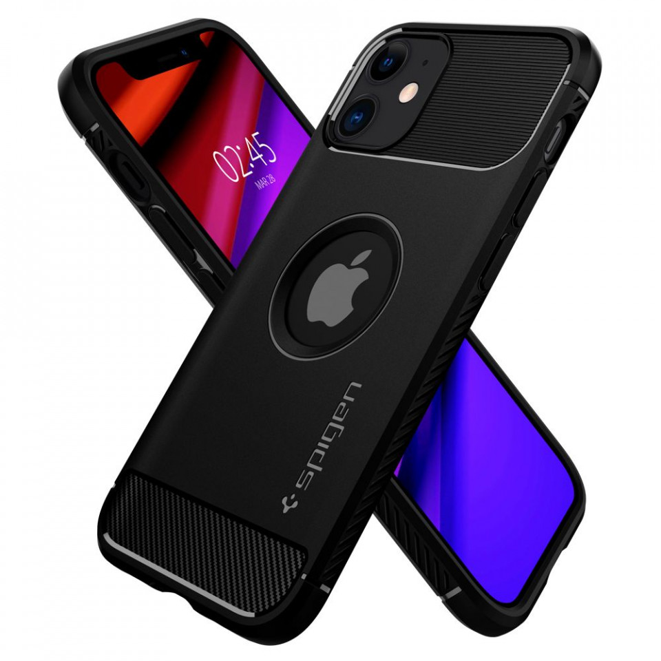 Husa iPhone 12 / 12 Pro, Rugged Armor Spigen - Negru