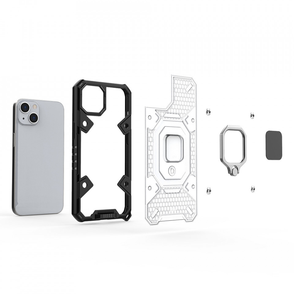 Husa iPhone 13 cu inel, Techsuit Honeycomb - Negru - 2 | YEO