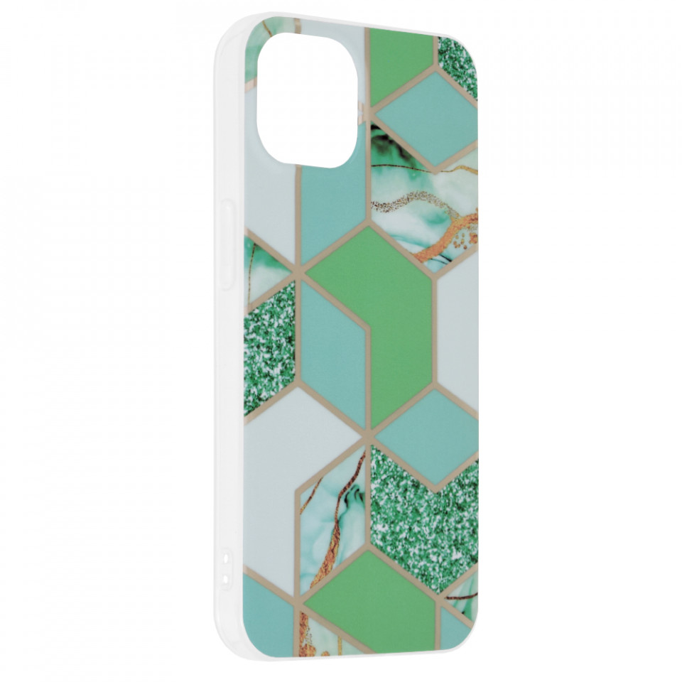Husa iPhone 13 Marble Series, Techsuit - Green Hex - 1 | YEO