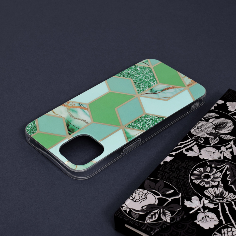 Husa iPhone 13 Marble Series, Techsuit - Green Hex - 4 | YEO