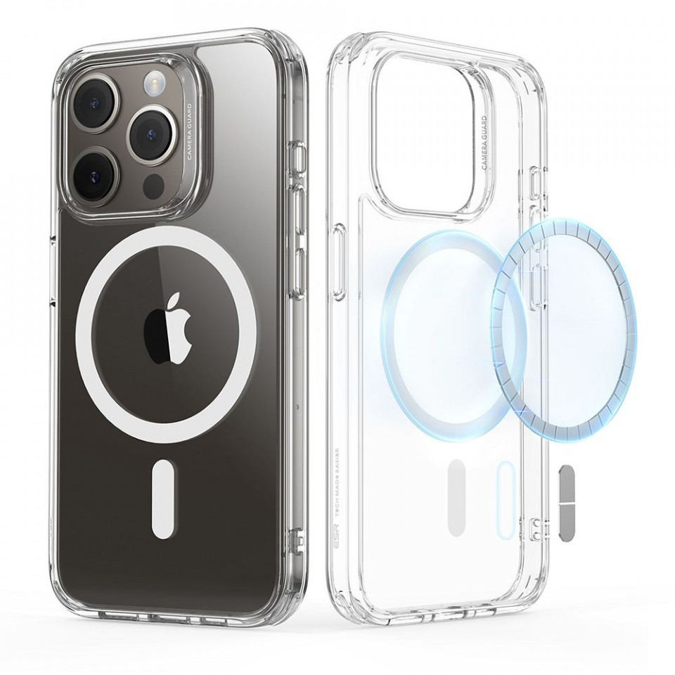 Husa iPhone 15 Pro, ESR Classic Hybrid HaloLock - Transparent