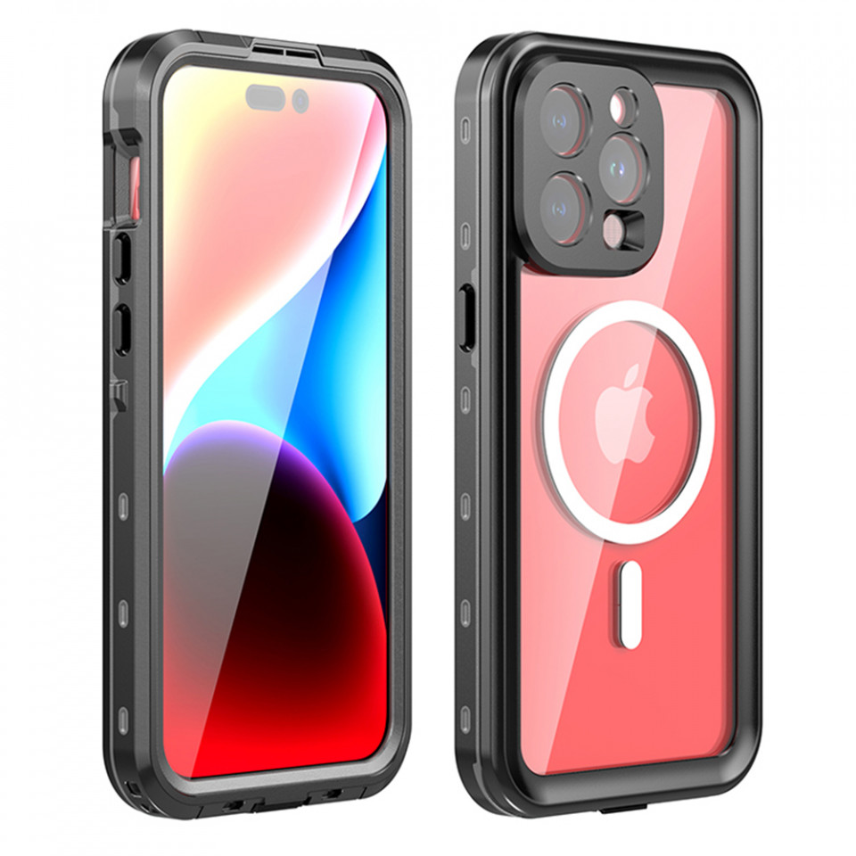 Husa iPhone 15 Pro Max rezistenta la apa, Waterproof IP68, ShellBox - Negru - 3 | YEO