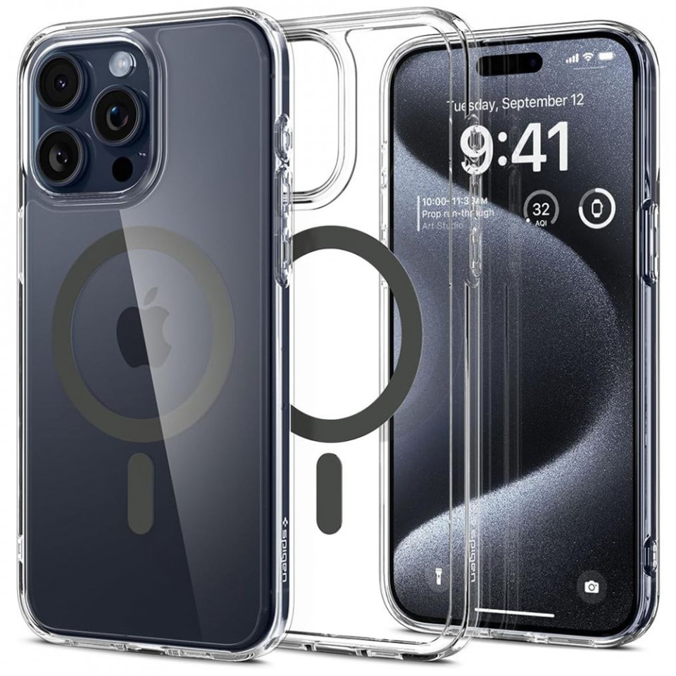 Husa iPhone 15 Pro Max, Spigen Ultra Hybrid MagSafe - Graphite