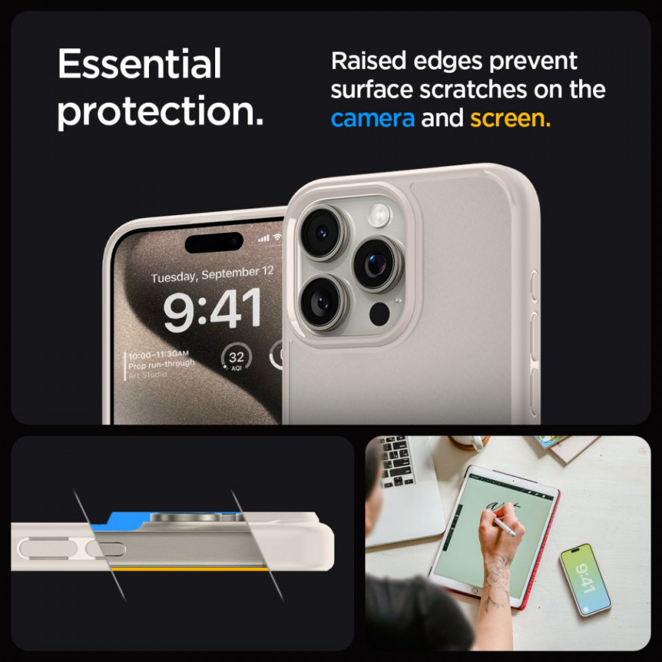 Husa iPhone 15 Pro, Ultra Hybrid Spigen - Natural - 4 | YEO