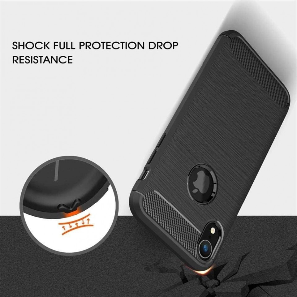 Husa iPhone XR din silicon, Slim, cu textura Fibra Carbon - Negru - 3 | YEO