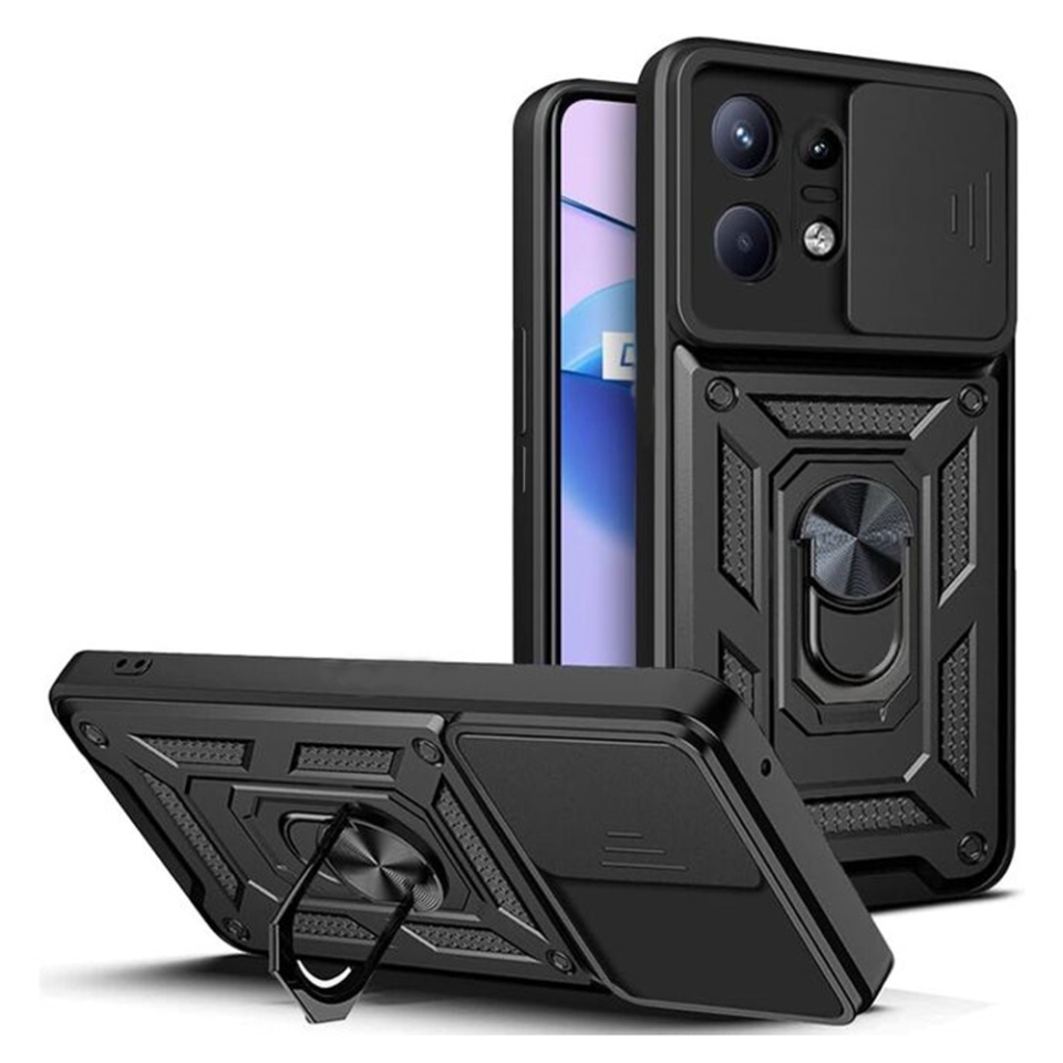 Husa Motorola Edge 50 Pro cu inel magnetic si protectie camera Skyddar CamShield - Negru