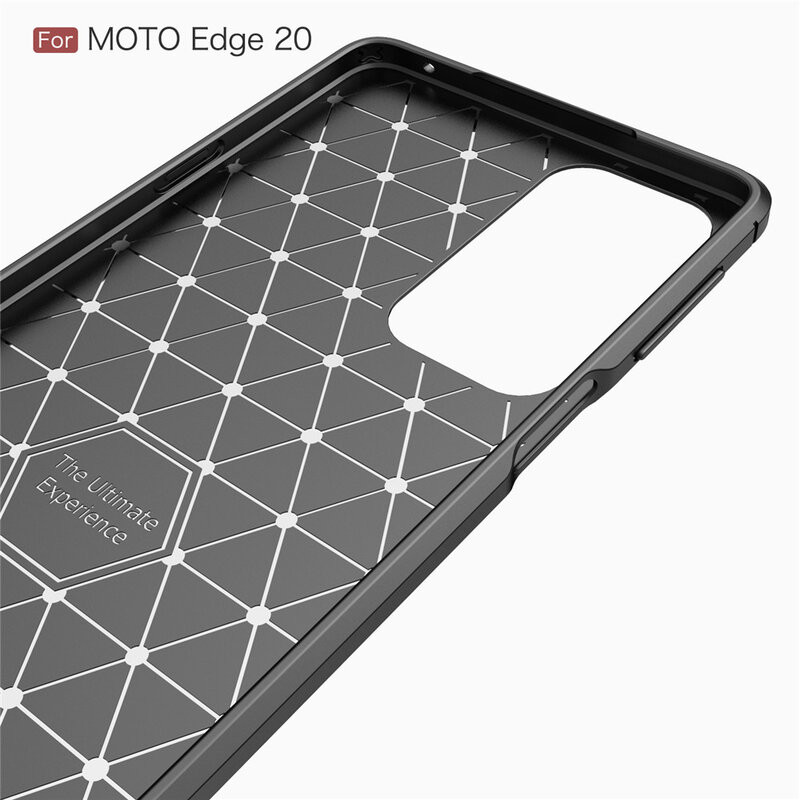 Husa Motorola Moto Edge 20 din silicon, Slim, cu textura Fibra Carbon - Negru - 1 | YEO