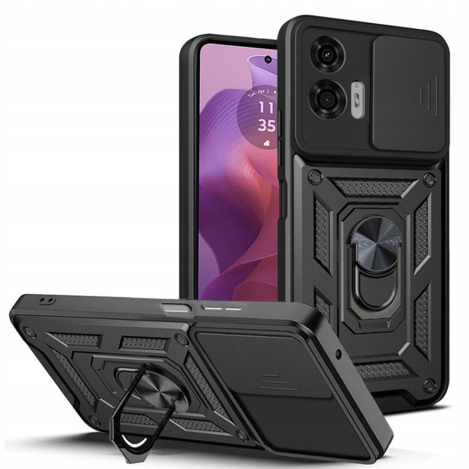 Husa Motorola Moto G24 Power cu inel magnetic si protectie camera Skyddar CamShield - Negru