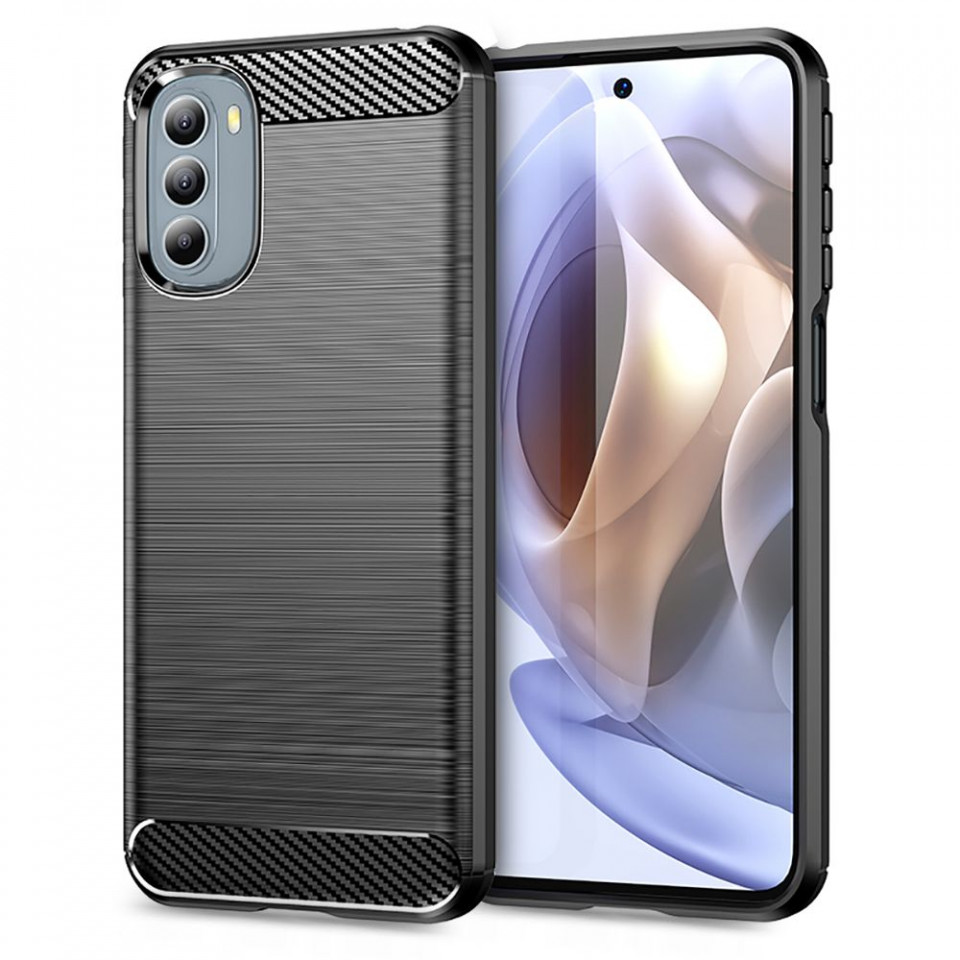 Husa Motorola Moto G31 4G / G41 4G din silicon, Slim, cu textura Fibra Carbon - Negru