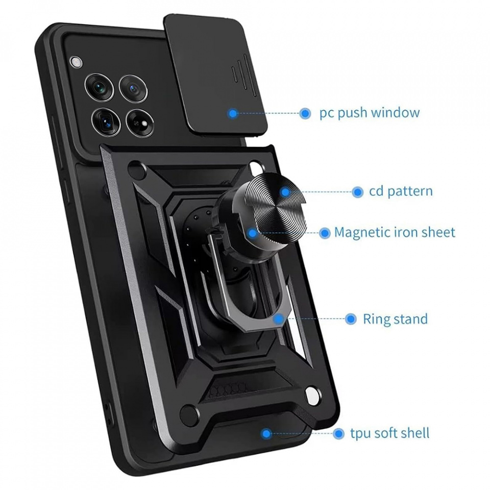 Husa OnePlus 12R cu inel magnetic si protectie camera Skyddar CamShield - Rose Gold - 2 | YEO