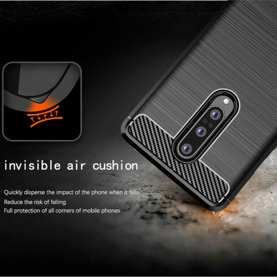 Husa OnePlus 8 din silicon, Slim, cu textura Fibra Carbon - Negru - 1 | YEO