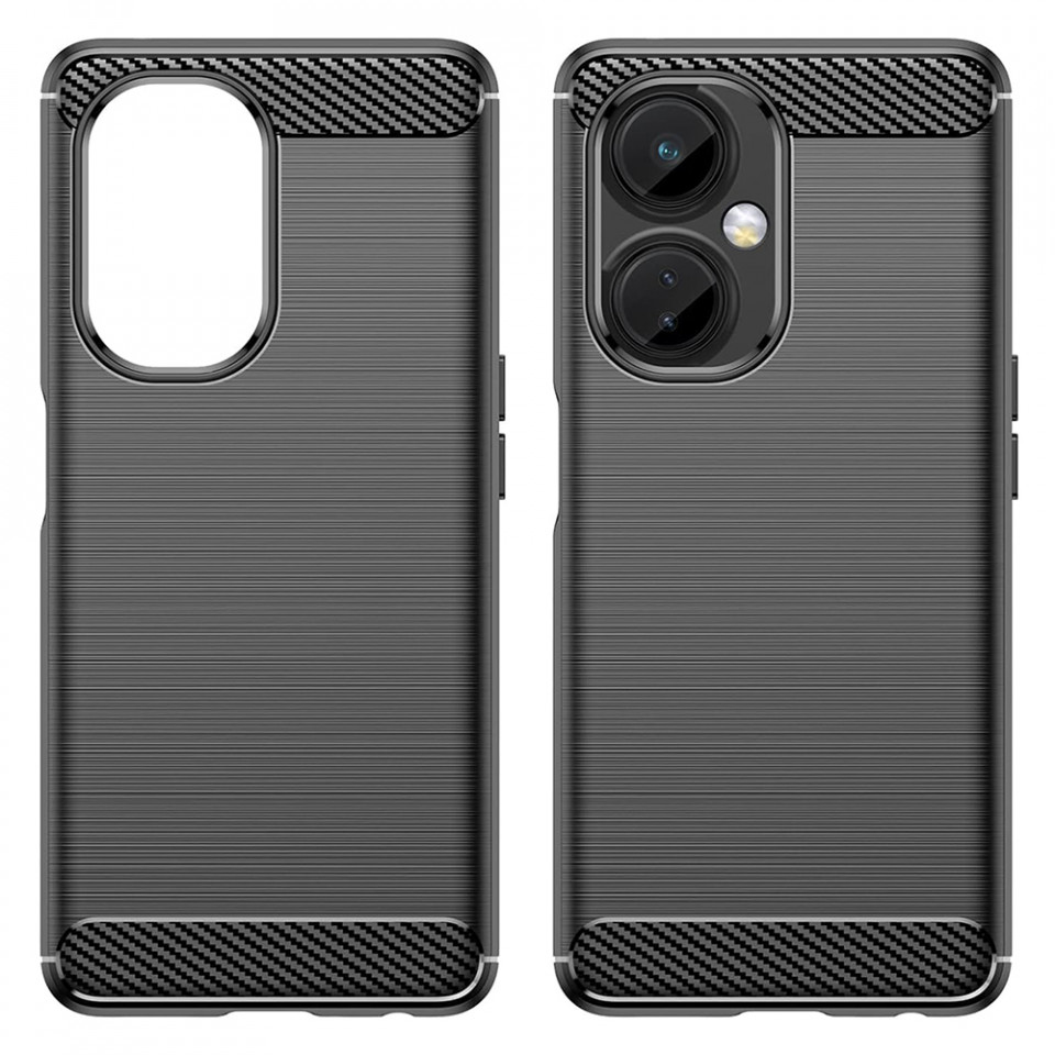 Husa OnePlus Nord CE 3 Lite din silicon, Slim, cu textură Fibra Carbon - Negru - 2 | YEO