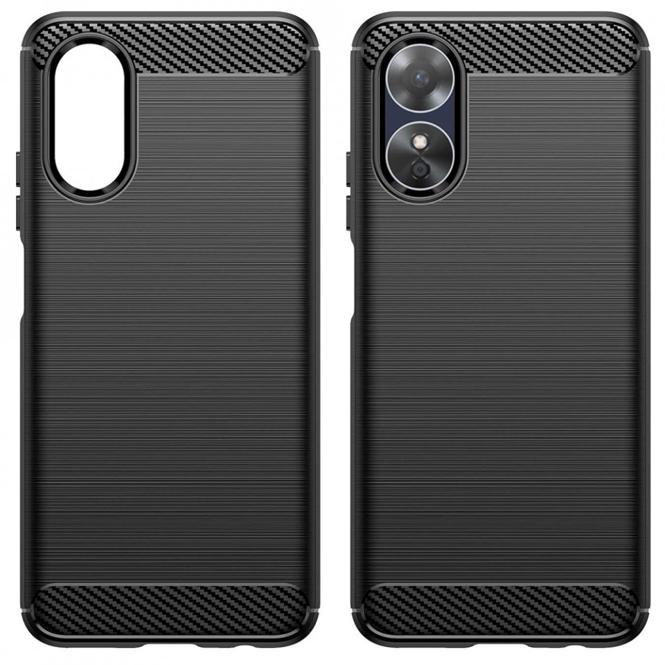 Husa Oppo A17 din silicon, Slim, cu textură Fibra Carbon - Negru - 2 | YEO