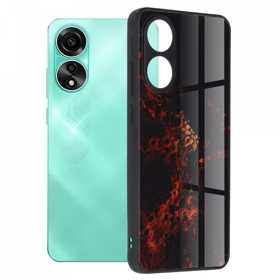 Husa Oppo A78 4G cu sticla securizata, Techsuit Glaze - Red Nebula