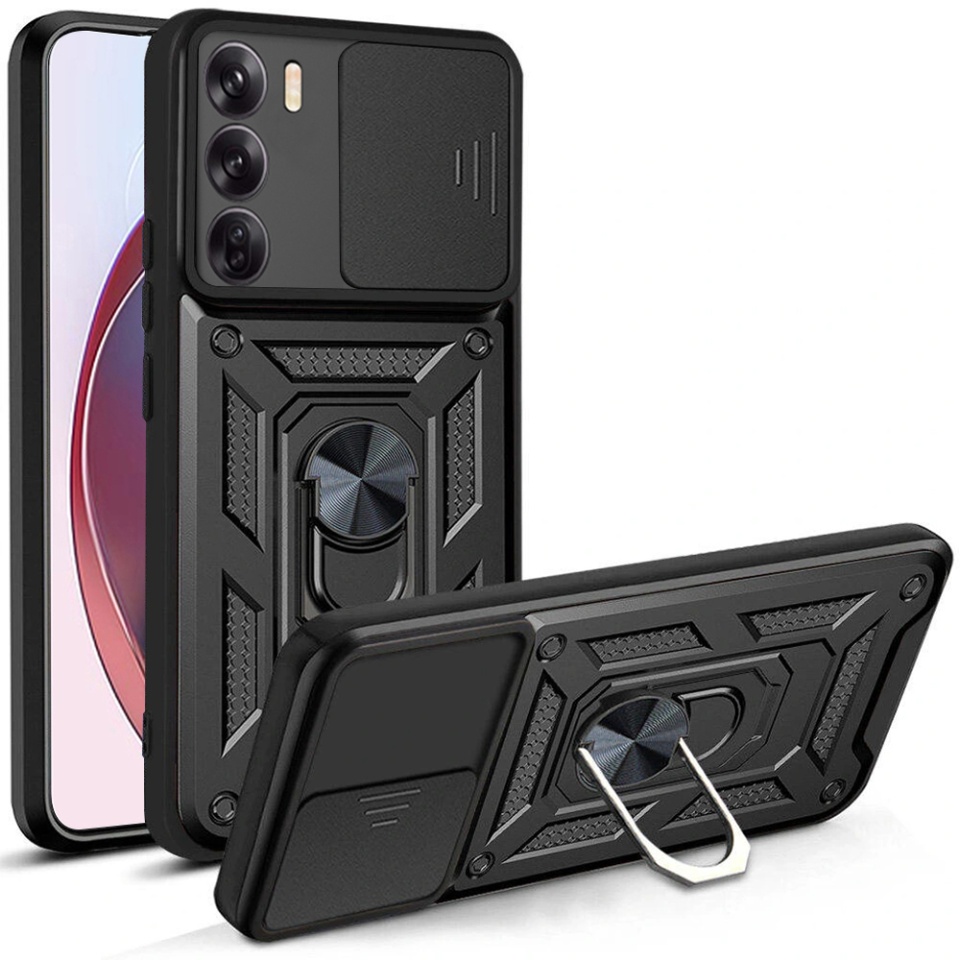 Husa Oppo Reno12 cu inel magnetic si protectie camera Skyddar CamShield - Negru