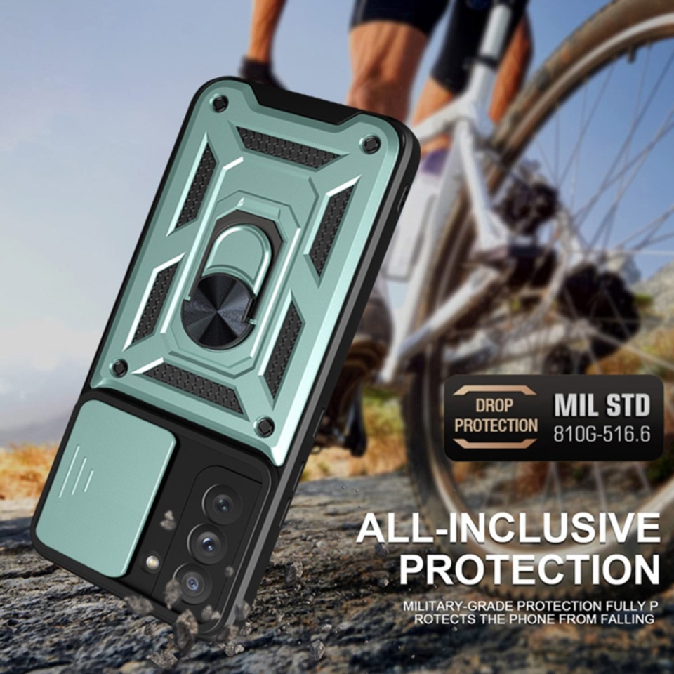 Husa Oppo Reno12 Pro cu inel magnetic si protectie camera Skyddar CamShield - Negru - 2 | YEO