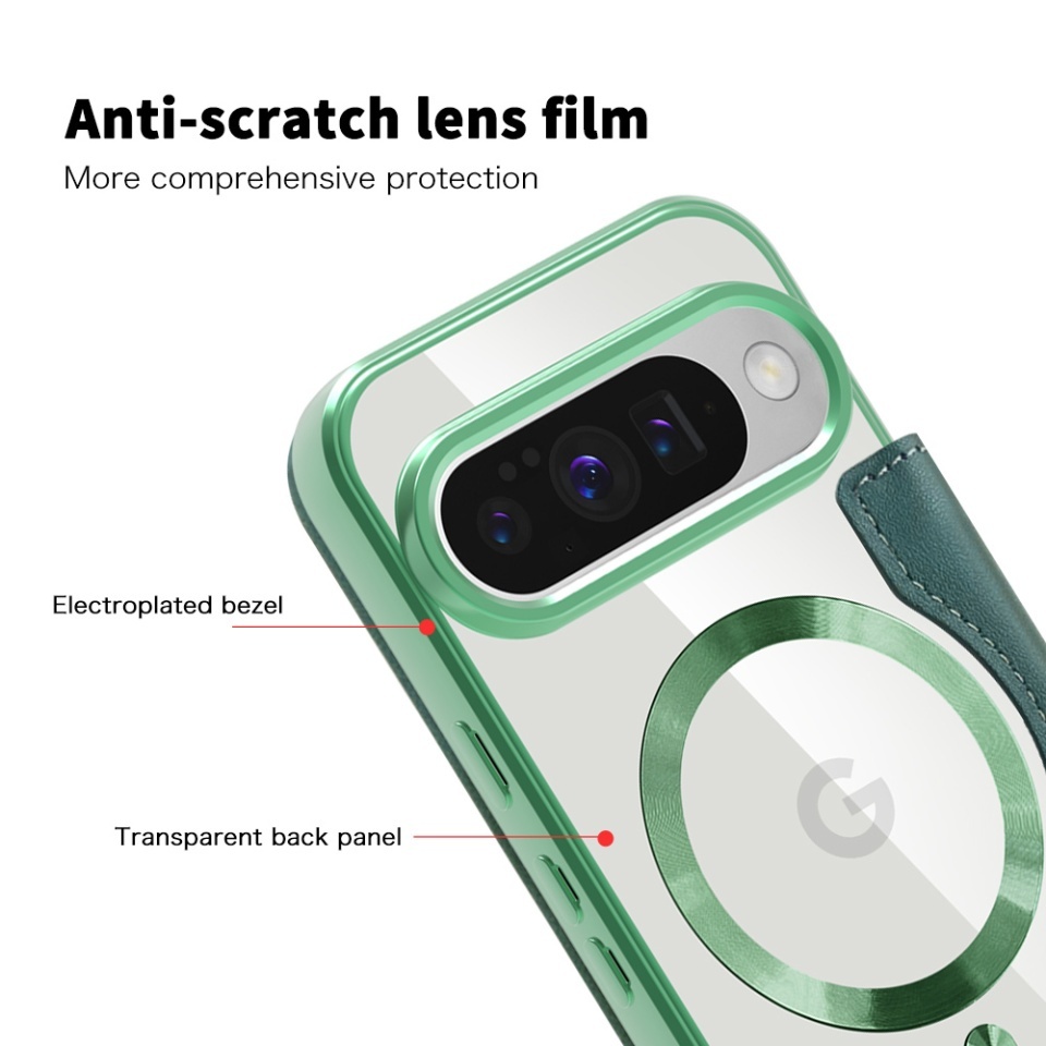 Husa pentru Google Pixel 10 / Pixel 10 Pro tip carte, SKYDDAR INOVATION, SmartMag Book, Magsafe, RFiD, Suport Carduri, set cu sticker, Verde - 2 | YEO