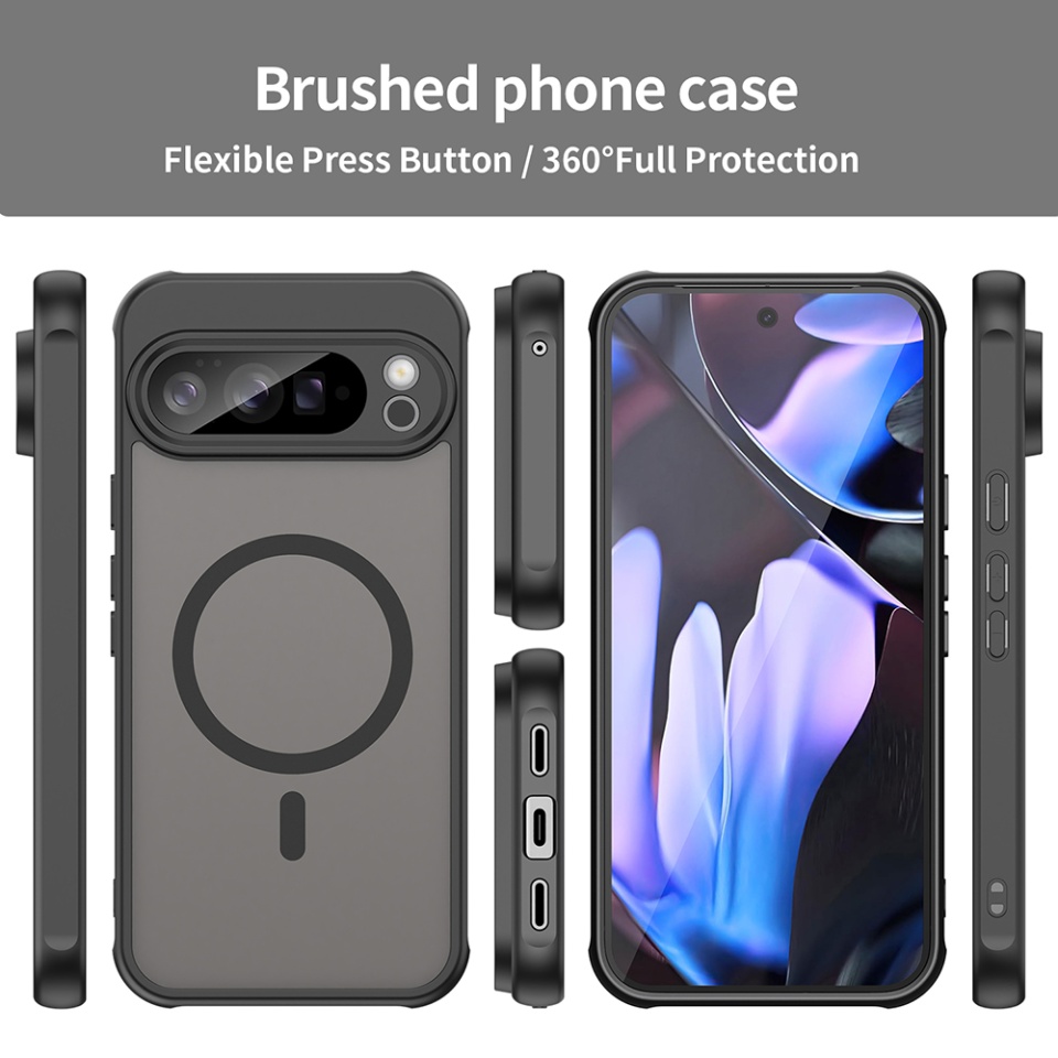 Husa pentru Google Pixel 10 Pro XL, SKYDDAR INNOVATION, HaloFrost MagSafe II, Antisoc, set cu sticker, Negru - 2 | YEO