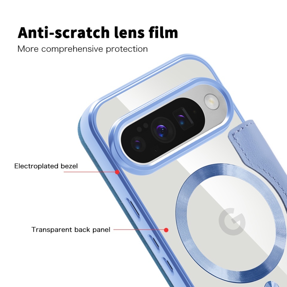Husa pentru Google Pixel 10 Pro XL tip carte, SKYDDAR INOVATION, SmartMag Book, Magsafe, RFiD, Suport Carduri, set cu sticker, Bleu - 2 | YEO