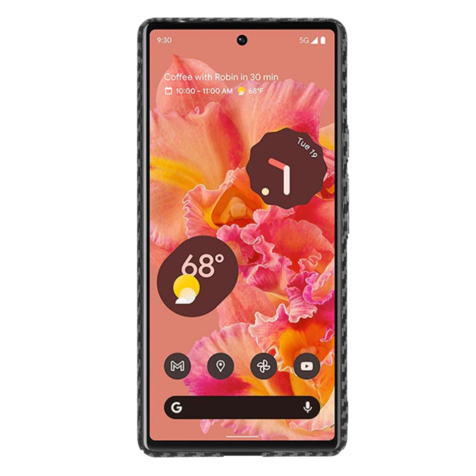 Husa pentru Google Pixel 6, Finisaj Premium cu Textura de Carbon, Design Elegant, SKDR CarbonFlex - Negru - 1 | YEO
