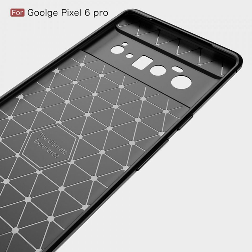 Husa pentru Google Pixel 6 Pro din silicon, SLIM, cu textură Fibra Carbon Skyddar - Negru - 2 | YEO