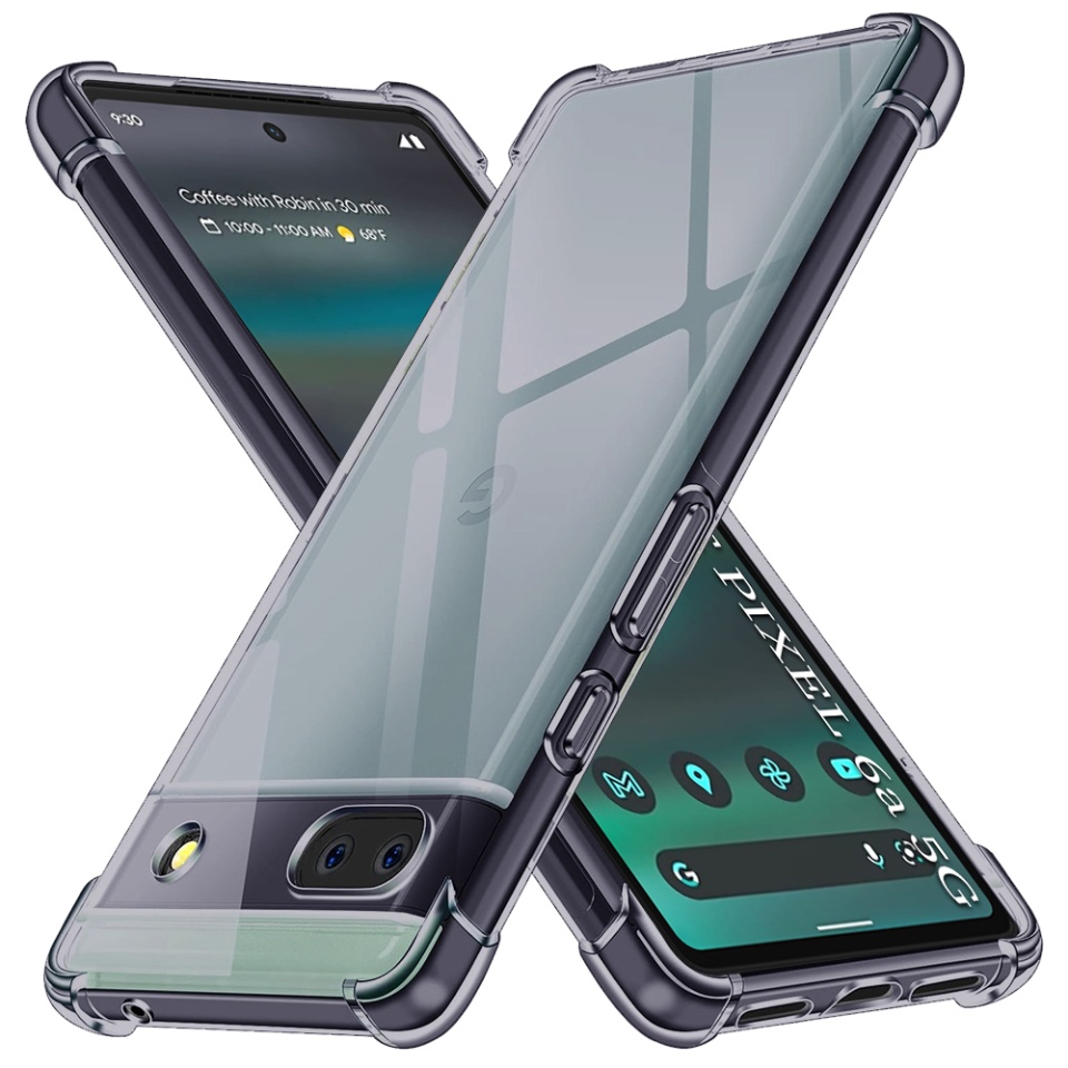 Husa pentru Google Pixel 6a, SKYDDAR INNOVATION, Shockproof Clear Silicone, Silicon Slim, set cu sticker, Fumuriu
